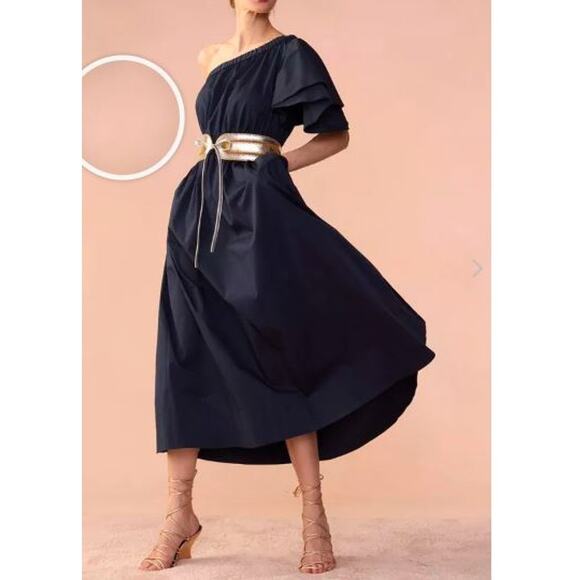 Cynthia Rowley Women's One Shoulder Ruffle Palma Dress Midi Dress Sz 0 - Picture 1 of 6